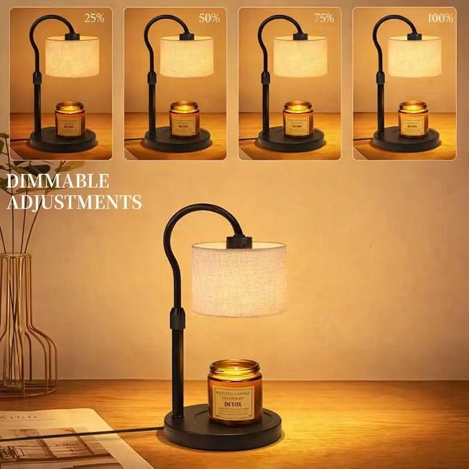 Ruiever Candle Warmer Lamp,Adjustable Height with 2 Bulbs，Linen Candle Lamp with Dimmer & Timer, Flameless Fragrance Diffuser for Scented Wax Melts, Mothers Day and Birthday Gifts for Home, Office