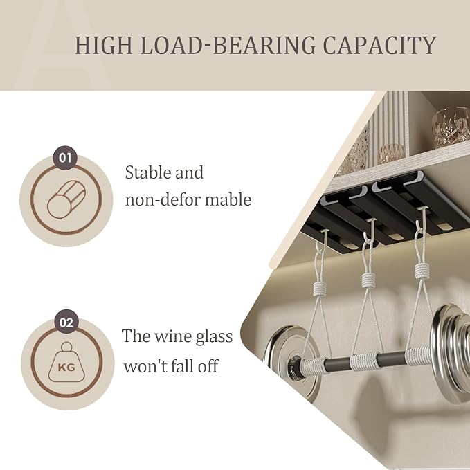 Wine Glass holder, 4Pack Wine Glass Rack, Punch-free Wine Glass Holder Under Cabinet, Stemware Rack for Kitchen and Bar (Black)