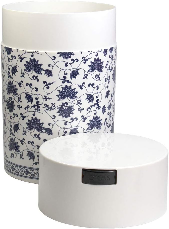 Coffeevac 1LB – Patented Airtight Container | Multi-use Vacuum Container Works as Smell Proof Containers for Ground Coffee and Coffee Bean Containers. White Floral