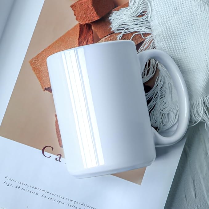 16 OZ Porcelain Coffee Mugs, Classic Blank Ceramic Cup with Large Handle for Tea Latte Cappuccino, Set of 4, White