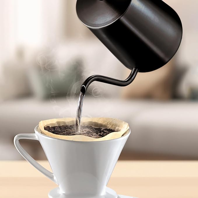 Easyworkz Gooseneck Pour Over Coffee Kettle 30 fl oz Stainless Steel Hand Drip Coffee Pot With Long Narrow Spout, Suitable for Induction Cookers, Black