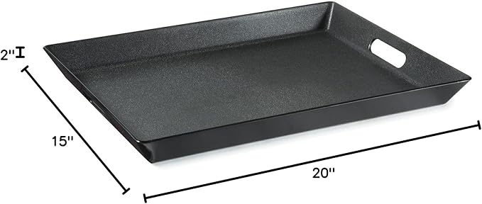 G.E.T. RST-1522-BK Non-Skid Ottoman / Coffee Table Serving Tray, 15" x 20", Black