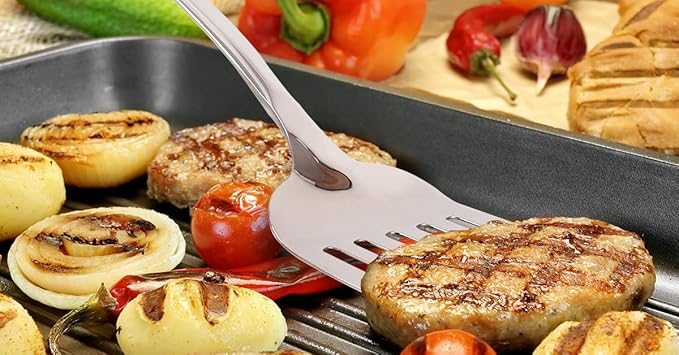 Zulay Kitchen Stainless Steel Spatula - 14.8” Heat-Resistant Metal Slotted Turner for Cooking, Frying & Grilling - Durable, Rust-Proof & Dishwasher Safe Kitchen Utensil for Everyday Use