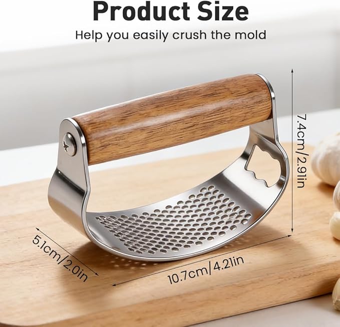 Upgraded Garlic Press Rocker, Manual Garlic Presser with Peeler, Wide Handle Garlic Chopper Grinder for Home Kitchen Gadgets Tools (3PC)