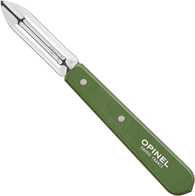 OPINEL Essential No.115 Peeler, Hornbeam Wood Handles, Made in France (Dark Green)