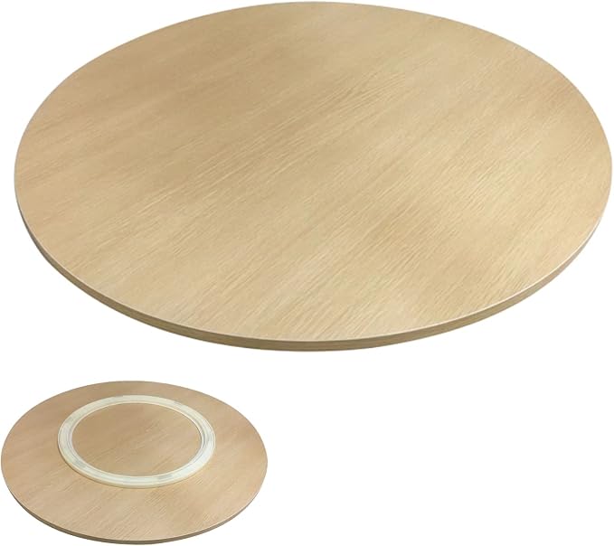 Round Lazy Susan Wooden Turntable For Kitchen Dining Table - 360° Rotating Serving Plate/Trays, With Base, Integrated Structure, It Can Be Rotated Directly On The Desktop (Color : Wood, Size : Ø60cm