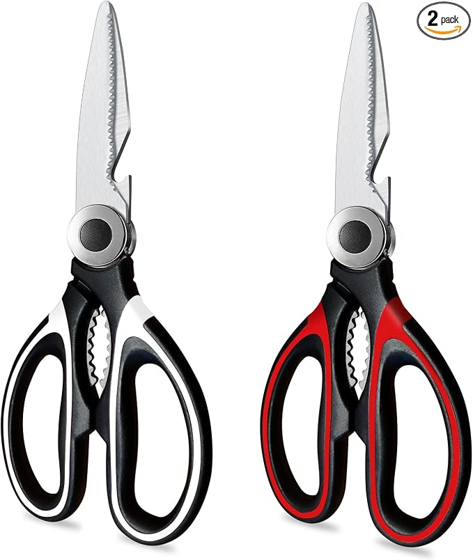 Kitchen Scissors 2 Pack Kitchen Shears All Purpose Heavy Duty Dishwasher Safe Multipurpose Utility Sharp Scissors for Food, Meat, poultry, Vegetable
