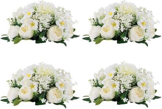 Flower Balls Centerpieces for Tables: 4 PCS White Flowers for Centerpieces Floral Arrangements Centerpiece for Wedding Party Celebration Home
