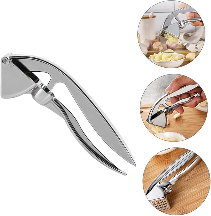 KICHOUSE Stainless Steel Garlic Press Squeezer Mincer Tool Manual Garlic Masher Kitchen Essential