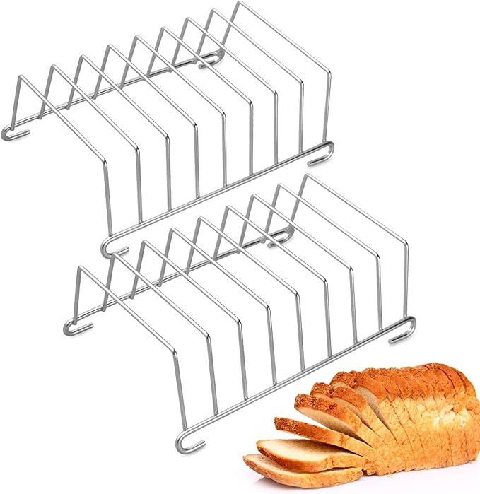 Of 4 Stainless Steel Toasts Rack 8 Slices Bread Holder Air Fryers Accessories Organizers Baking Tool Cooling Rack Kitchen Baking Tool