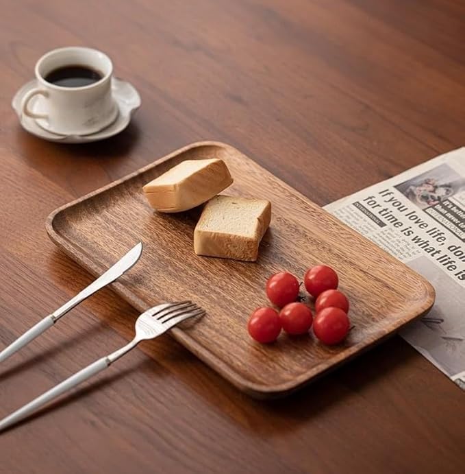 Walnut Wood Fruit Tray, Handmade Chinese Style Snack Serving Plate, Solid Wood Tea Dessert Tray for Dim Sum, Vintage Walnut Platter, Gift (Steak Plate)