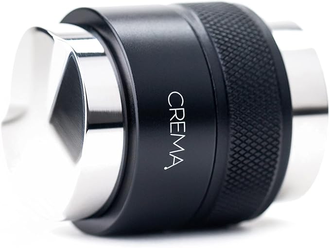 CREMA Coffee Products 39.25mm Hand Tamper & Coffee Distributor V2 for Flair | Compatible w/Classic, Signature, & Neo | Double-Sided, Adjustable Depth Tool | 304 Stainless Steel | Black