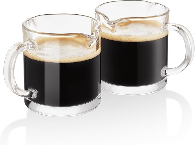 Ackers Shot Glasses Espresso Parts 4.5OZ Double Spouts Milk Cup Clear Glass (Pack of 2)