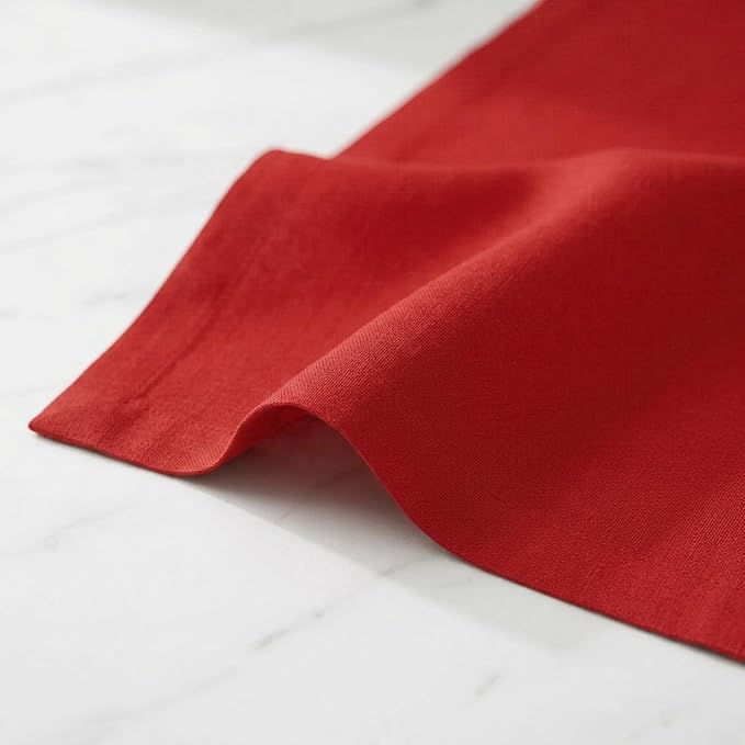 Solino Home Linen Red Table Runner 156 Inches Long - 100% Pure Linen Extra Long Table Runner 14 x 156 Inch for 4th of July - Fete