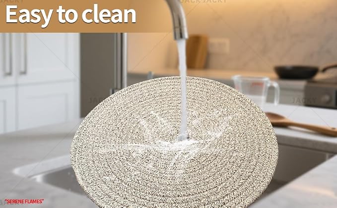 Round Placemats Set of 6 with Basket, 13" Cotton Woven Table Mats, Non-Slip Heat-Resistant, Washable Dining Chargers, Kitchen Hot Pads, Farmhouse Décor, Wedding & Holiday Use (Mix Brown)