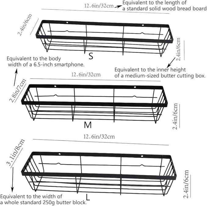 3PCS Cabinet Door Organizer,Self Adhesive Kitchen Cabinet Organizer,Over the Door Organizer Storage Box,metal Pantry Door Organizer,Storage shelf rv must haves. (Blackiron)