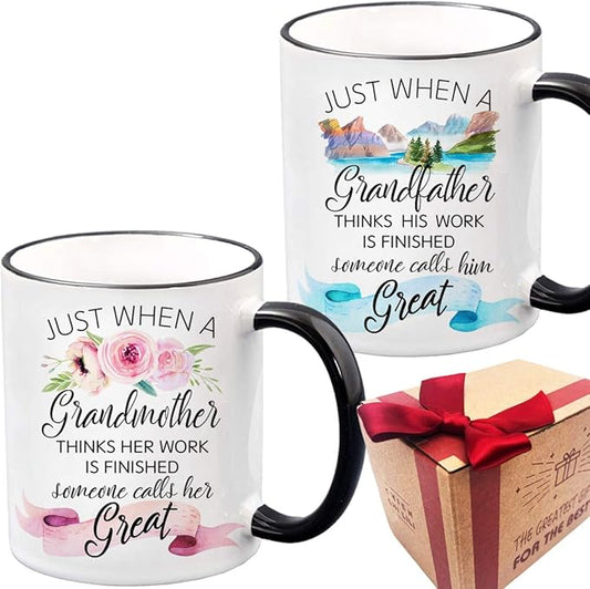 Est 2026 Pregnancy Announcement Mugs Set Gifts for New Grandparent, Promoted to Be Grandpa Grandma Mug, Baby Reveal Mug Gift for First Time Grandparents, Birthday Christmas Gifts for Grandparent