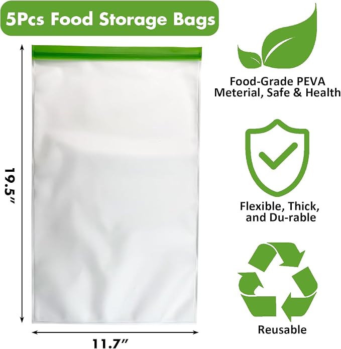 Bear Bags for Food Backpacking- Odor Proof Storage Bags 7.87 Mil Reusable No-Odor Ziplock Barrier Bags Fit Home Organization Camping, Food Storage (5pack)