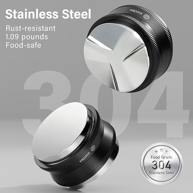 XIXUBX 51mm Espresso Tamper, Coffee Distributor and Tamper 304 Stainless Steel, Adjustable Depth Distribution Tool Fits XIXUBX Espresso Coffee Machines and Other 51mm Portafilter