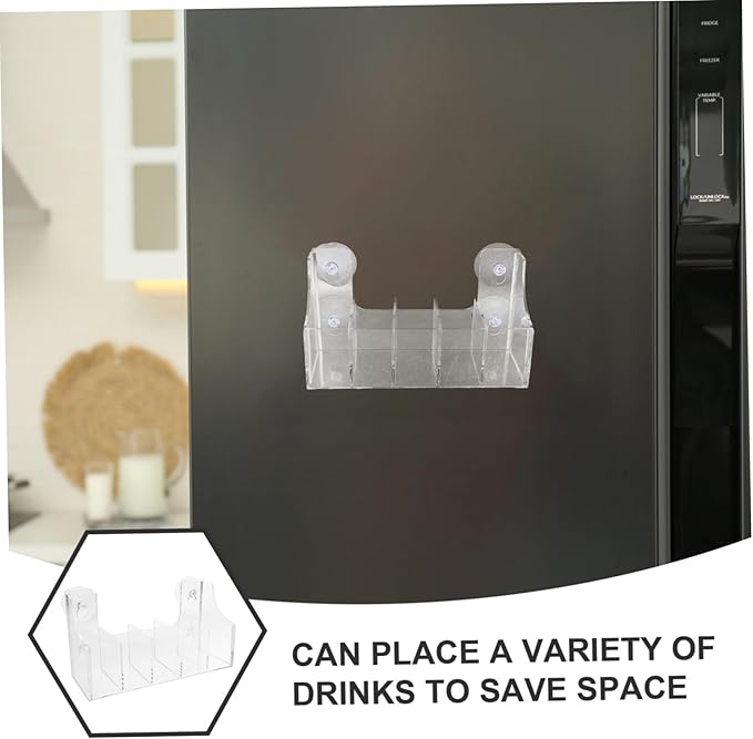 Happyyami Clear Acrylic Cup Rack Versatile Drink Can and Snack Organizer for Fridge Door Storage for Home and Convenience Stores Easy Installation Compartment Design