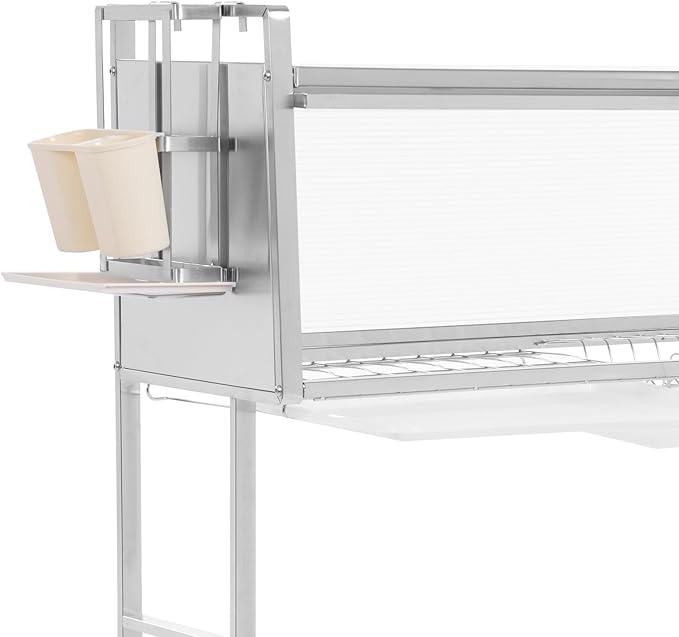 Over Sink Dish Drying Rack, 304 Stainless Steel Drying Drainer Rack with Flip Cabinet Door, Multifunctional Kitchen Storage Dish Rack for Plates, Bowls, Cups