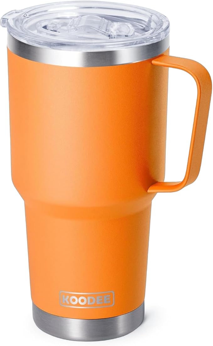 koodee Tumbler with Handle, 30 oz Stainless Steel Double Wall Insulated Tumblers with Lid and Straw Coffee Tumbler for Men and Women (Cosmic Orange)