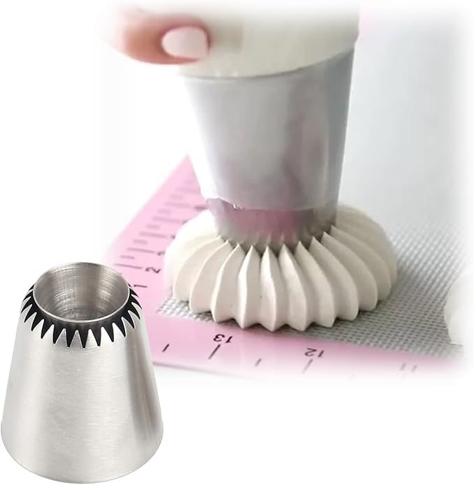 Sultan Piping Tips Set, 2-Pack Stainless Steel Icing Nozzles, Includes 2 X-Large Cake Decorating Seamless Sultan Ring Piping Tips for Cupcakes, Cookies, and Baking Supplies Tool