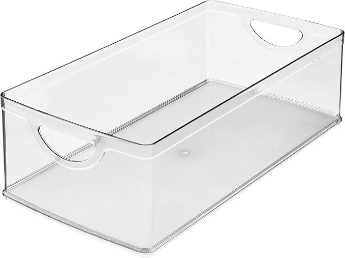 iDesign Stackable Clear Plastic Extra Long Storage Bin | Organizer for Kitchen Cabinet or Pantry