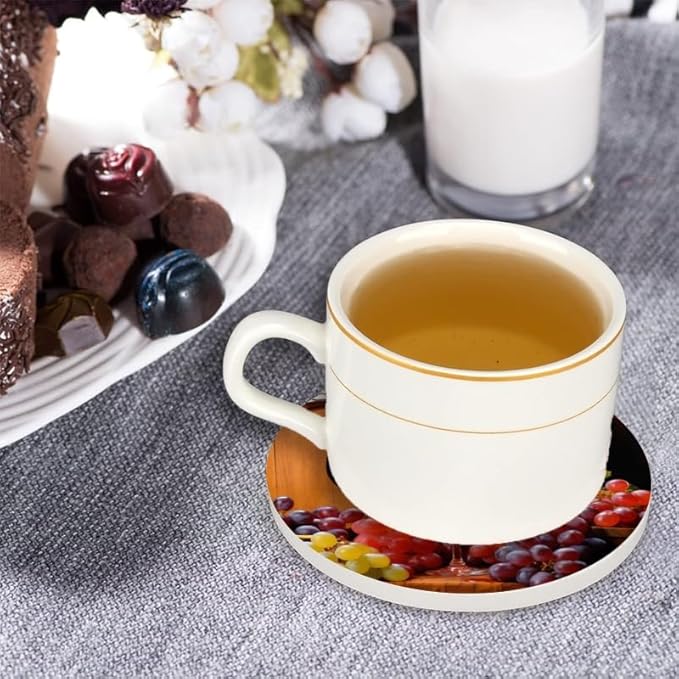 1 Pcs Coffee Cup Coasters for Drinks, Bottle of Red Wine Round Absorbent Non-Slip Ceramic Stone Cork Coasters for Kitchen Living Room Office Decoration Bar (4 * 4 Inch)