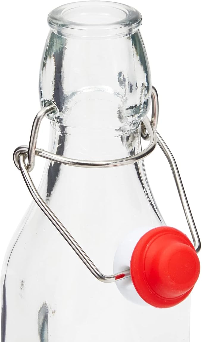 Juvale 6 Pack 8 oz Swing Top Glass Bottles with Stoppers, Cleaning Brush - Hot Sauce Bottles for Vanilla Extract, Infused Oil, Syrup, Homemade Kombucha