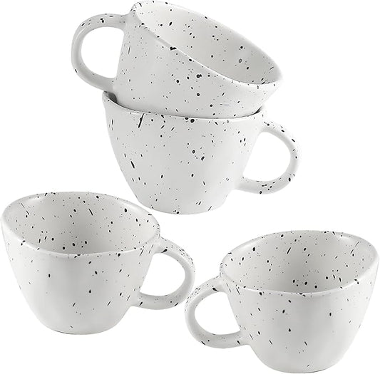 Coffee Mugs Set of 4, 13.5 oz Multicolour Ceramic Coffee Cups, Latte Mug with Large Handle for Coffee, Tea, Cocoa, Milk, Used for Microwave Ovens and Dishwashers (white)