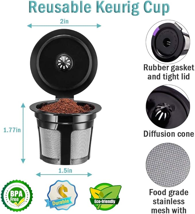 2 Reusable Keurg Cups & 300 Unbleached Keurg Coffee Pods Paper Filters with Lids,Disposable Keurg Filters Single Serve Coffee Filters Compatible with Keurg 2.0&1.0 Coffee Maker