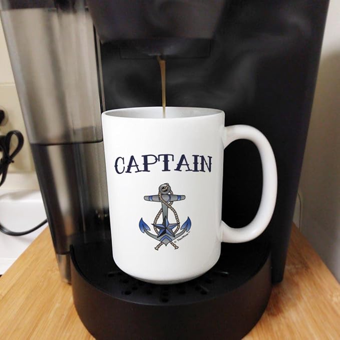 ThisWear Captain First Mate Couples Nautical Decor Sailing Boat 2 Pack 15oz Coffee Mugs 15oz Mugs White