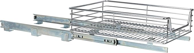 Household Essentials Chrome-Plated Steel Pull-Out Basket Organizer