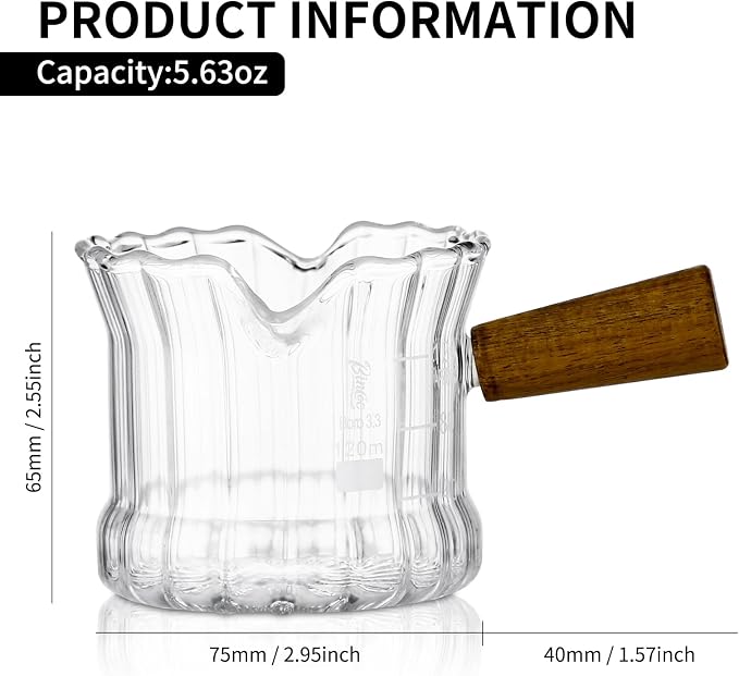 Espresso Shot Glass, 120 ML Cups With Handle and Dual-Scale, V-Shaped Mouth