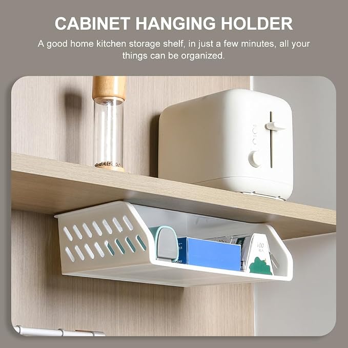 Cabilock Plastic Kitchen Storage Shelf 12.71X9.05X3.54In under Desk Hanging Rack Organizer for Bathroom Office Multipurpose Neat Storage Solution