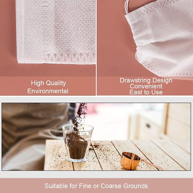 YQL Cold Brew Coffee Filter,50PCS 4x6 Inch No Mess Cold Brew Coffee Bags Disposable Mesh Brewing Bags Tea Filter Bag for Cold Brew Coffee or Tea