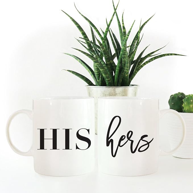 Andaz Press Funny Couples 11 oz Ceramic Coffee Mugs, His, Hers, His and Hers Coffee Mug Set of 2, Valentines Couples Mugs for Him and Her, Mr and Mrs Mugs, Couple Mugs for Husband and Wife