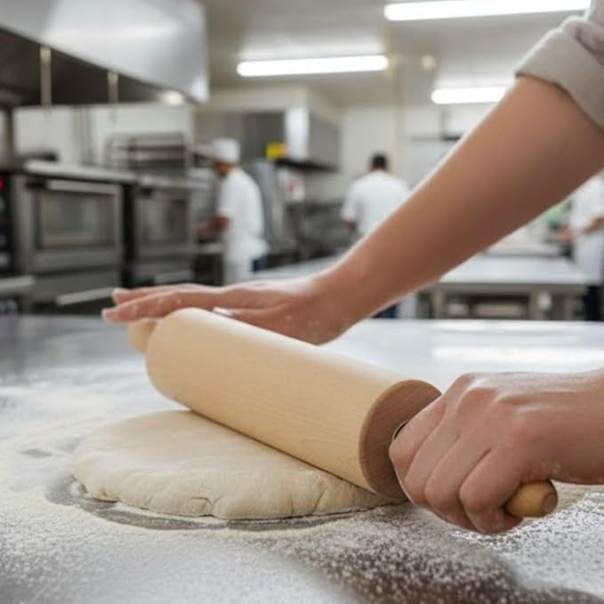 Soro Essentials- 15" Wooden Rolling Pin 2-3/4" Diameter- Durable Dough Roller with Handles Baking Rolling Pin Pizza Fondant Crust Cookie Pastry and Dough Kitchen Essential Utensil for Home Restaurant