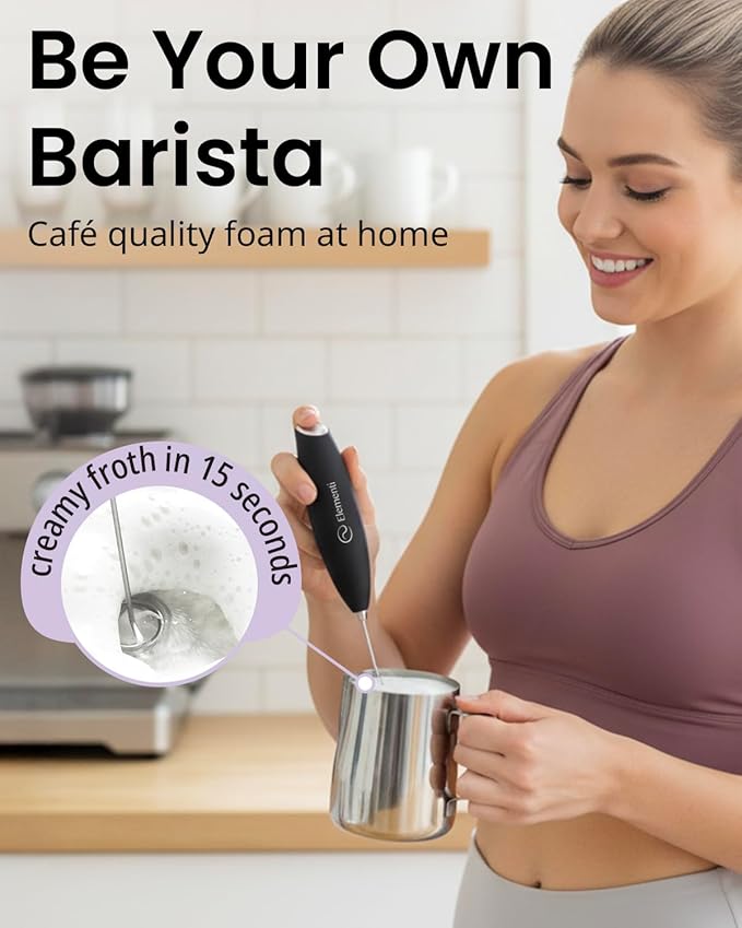Elementi Milk Frother Wand - Easy to Use Handheld Electric Stirrer for Powder Drinks, Durable & Powerful Coffee Whisk & Protein Powder Mixer Wand, Hand Frother, Coffee Stirrers Electric (Mint Green)