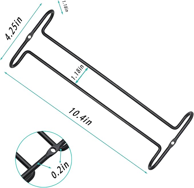 10 Inch Wine Glass Rack Under Cabinet Shelf Stemware Storage Hanging Hanger Organizer Glasses Holder with Drying Under Counter Metal for Kitchen and Bar Set of 4 Black