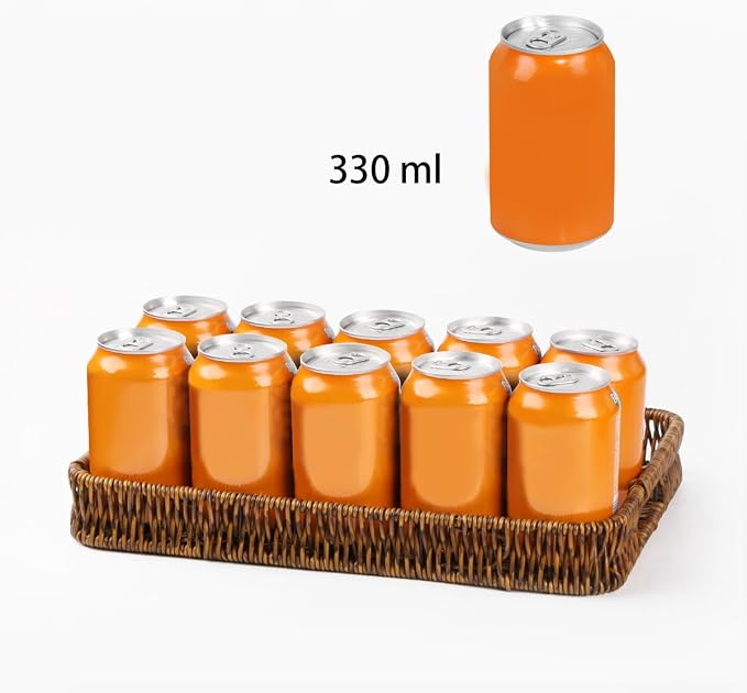 2pcs Rectangular Serving Tray with Handles, Decorative Wicker Organizer Baskets Storage Tray for Coffee Table, Bread, Fruit, Snacks, Centerpiece Decor