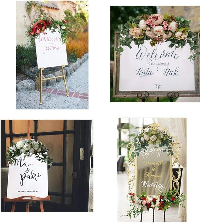 H&S BRIDAL Wedding Arch Flowers, 30 Inch Rustic Artificial Floral Swag for Door Lintel, Green Leaves Rose Peony Sunflowers Table Centerpieces Home Decoration