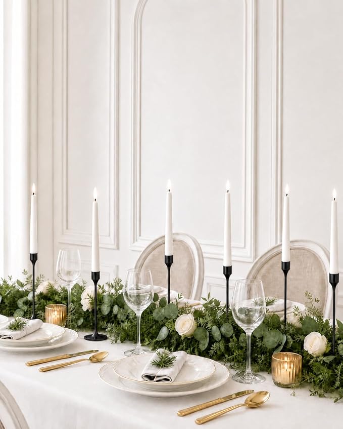 NLBTW Black Taper Candle Holders Set of 6, Metal Candlestick Holders for Table or Mantel Decor Centerpiece, Candle Stick Holder Decor for Wedding, Dinning, Party or Anniversary