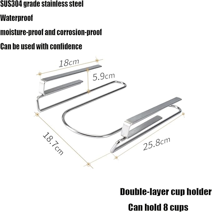 Wine Glass Rack Under Cabinet Metal, Stainless Steel Wire Storage Hanger, Wine Glass Drying Rack, More Convenient To Take And Place, Widen The Mouth Of The Hanging Cup