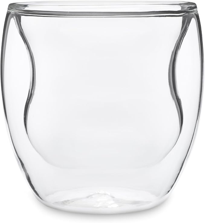Curva Artisan Series Double Wall Beverage Glasses and Tumblers – Set of 4 Unique 8 oz Thermo Insulated Drinking Glasses