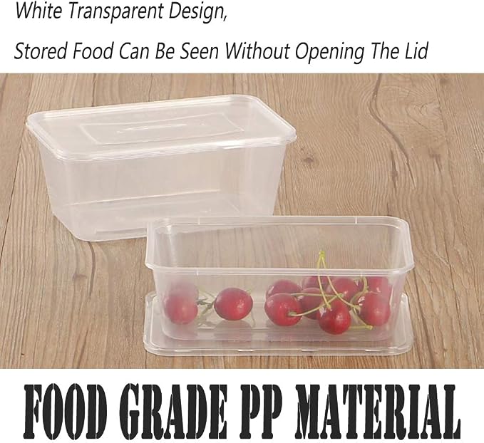 HOMEE Meal Prep Containers, 50 Pack- 26oz Plastic Storage Food Containers with Lids, Bento Box Reuse, Refrigerator Safe, Microwave, Dishwasher Safe, Gift for Mother's Day (White)