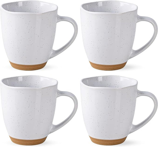 AmorArc 12oz Coffee Mugs, Ceramic Coffee Mugs set of 4 for Man, Woman, Dad, Mom, Modern Coffee Cups with handle for Latte/Cappuccino/Milk/Cocoa. Dishwasher&Microwave Safe, White