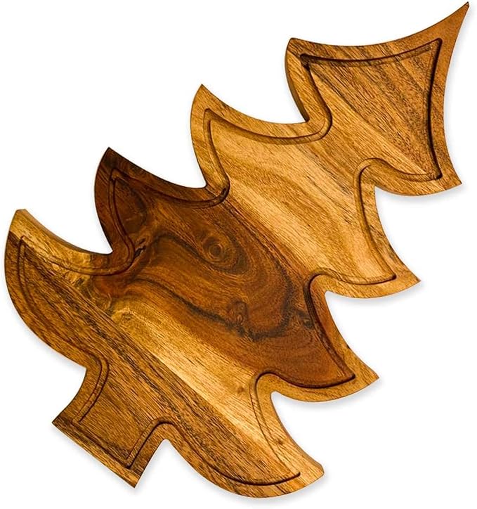 Affinity Decor Christmas Tree Cutting Board for Kitchen, Tree Shaped Wood Cutting Board with Grooves, Charcuterie Wooden Serving Tray for Cheese (Christmas Tree Board with Groove 13"L x 9"W)