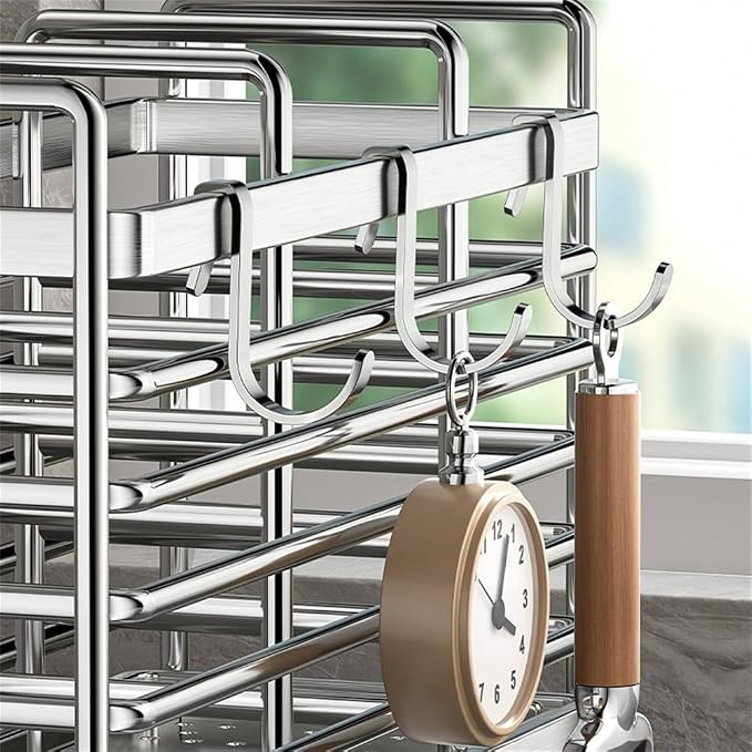 Stainless Steel Wall Mounted Utensil Holder and Countertop Drying Rack with Drain Tray for Kitchen Forks Spoons Chopsticks Silver 3 Compartments(2 Compartments)